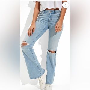 low rise flare jeans 0 short
